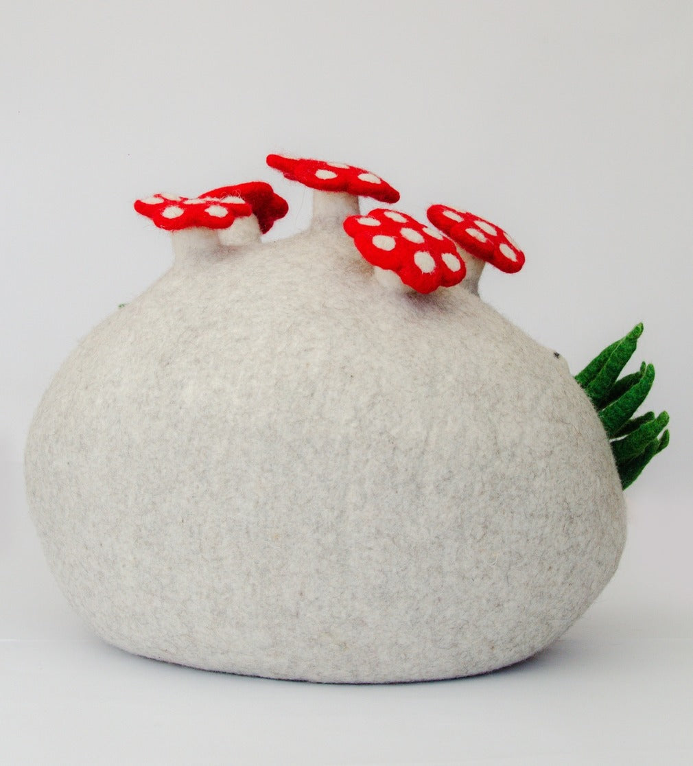 Pet Cave Bee Home, 100% Wool, Felted, Handmade, Grey